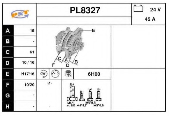 SNRA PL8327 Alternator